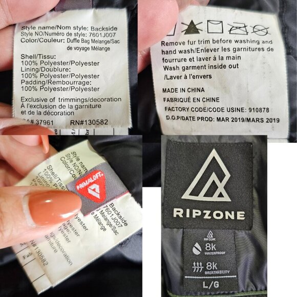 Men's Dark Green RipZone  Ski/Snowboarding Jacket, S L, Waterproof, Breathable - Picture 14 of 16